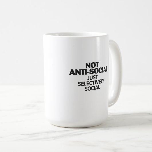 Mug Typographie de déclaration sélective sociale (Devant droit)