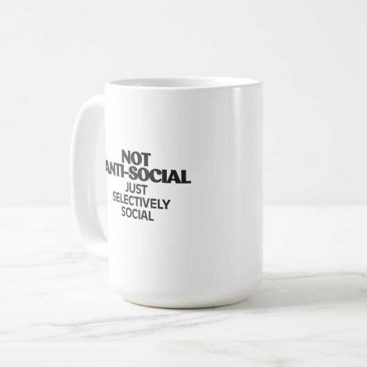 Mug Typographie de déclaration sélective sociale (Devant gauche)