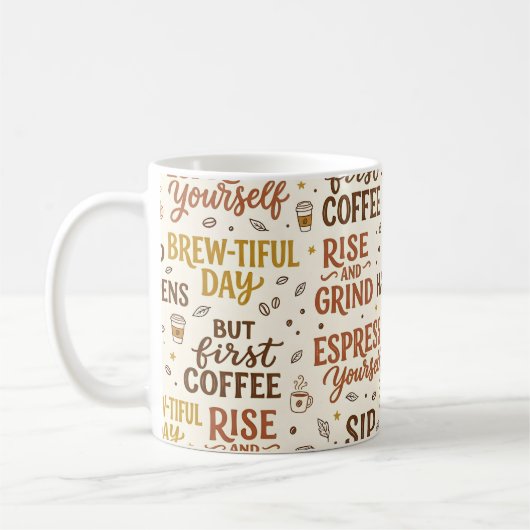Mug Typographie de jeu de mots sur le café (Gauche)