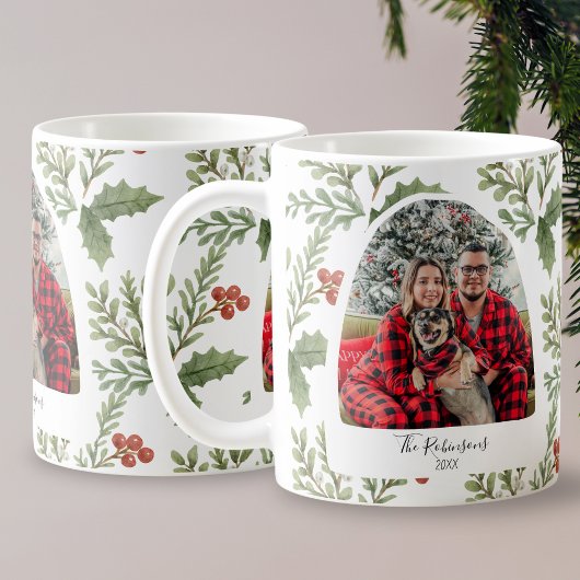 Mug Typographie de la famille de Noël Botanique