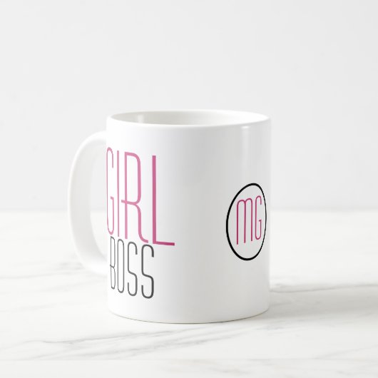 Mug Typographie de la fille / Initiales du monogramme (Devant gauche)