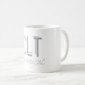 Mug Typographie de l'aéroport de Charlotte CLT (Devant droit)