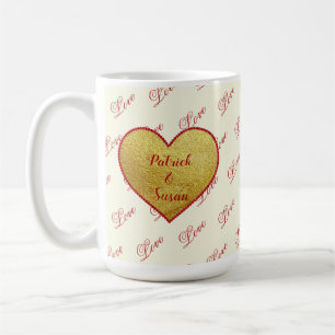 Mug Typographie de l'amour romantique Coeur rouge Sain