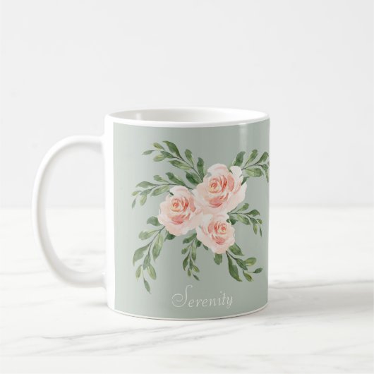 Mug Typographie de l'aquarelle Sage Green Blush Sereni (Gauche)