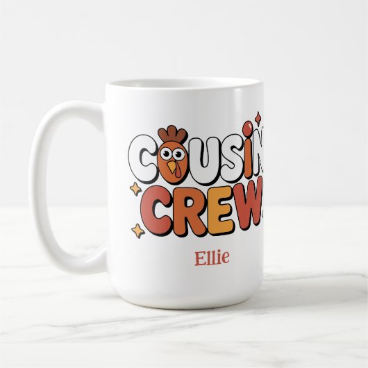 Mug Typographie de l'équipe de cousins de Thanksgiving (Gauche)