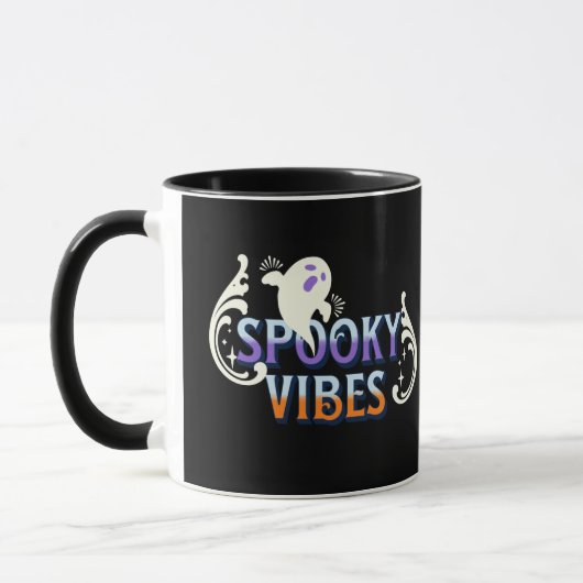 Mug Typographie de lettrage avec fantôme d'Halloween a (Gauche)