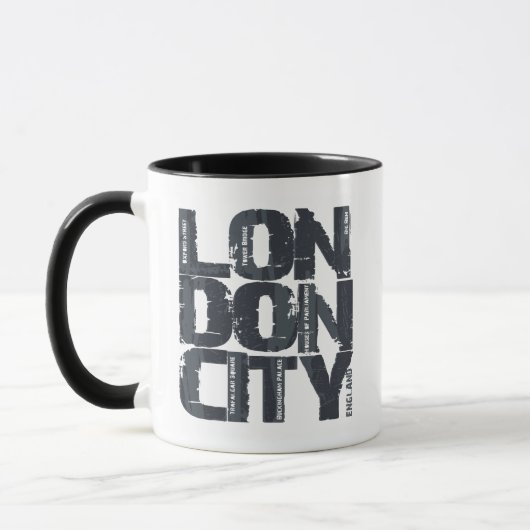 Mug Typographie de Londres, Angleterre (Gauche)