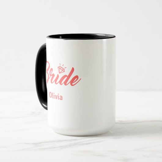 Mug Typographie de mariée de script et diamant dans Mu (Devant gauche)