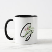 Mug Typographie de Monogramme noir "G" Fleurs élégante (Gauche)