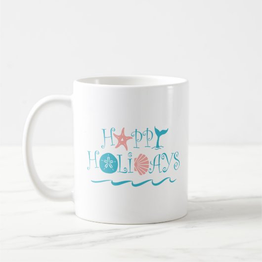 Mug Typographie de Noël côtière Coquillages (Gauche)