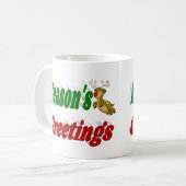 Mug Typographie de Noël de Reindeer Joyeuses Fêtes (Devant gauche)