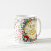Mug Typographie de Noël rouge et vert sans couture (Devant droit)
