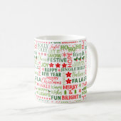 Mug Typographie de Noël rouge et vert sans couture (Devant droit)