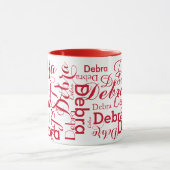 Mug Typographie de nom répétée rouge (Centre)