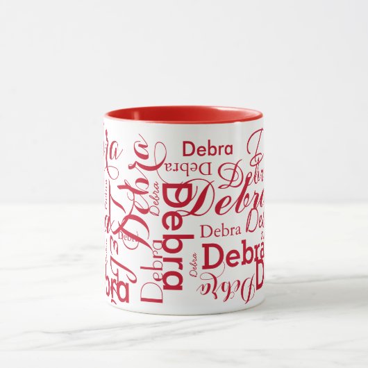 Mug Typographie de nom répétée rouge (Centre)