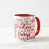 Mug Typographie de nom répétée rouge (Devant droit)