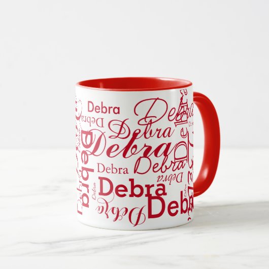 Mug Typographie de nom répétée rouge (Devant droit)