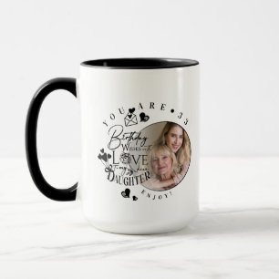 Mug Typographie de photo d'anniversaire de fille moder