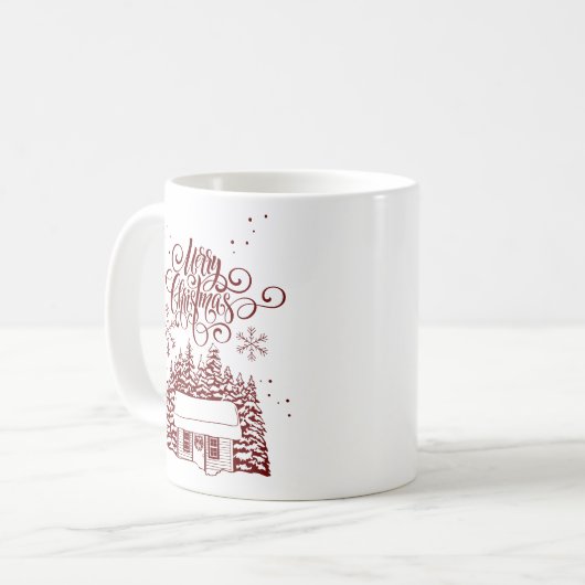 Mug Typographie de script de Noël Joyeux Personnalisé (Devant gauche)