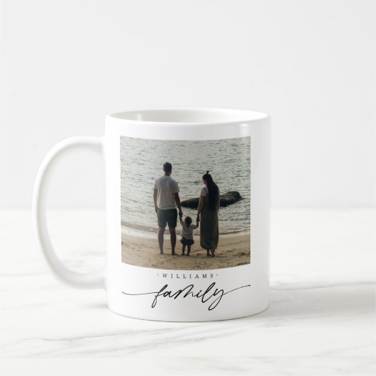 Mug Typographie de script de photo de famille élégante (Gauche)