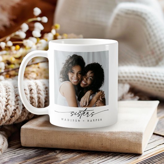 Mug Typographie de script de photo de sœurs élégantes