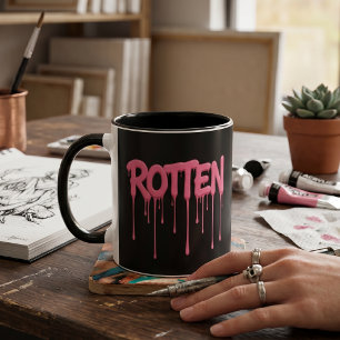 Mug Typographie de texte qui dégouline de rose pourri