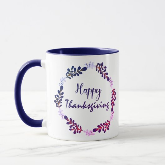 Mug Typographie de Thanksgiving mignonne avec Feuilles (Gauche)