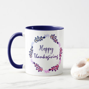 Mug Typographie de Thanksgiving mignonne avec Feuilles