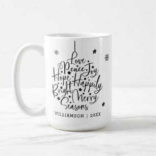 Mug Typographie de voeux noir blanc Ornement de vacanc