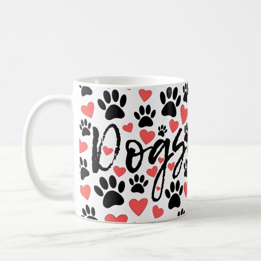 Mug Typographie des Coeurs rouges des Empreintes de pa (Gauche)