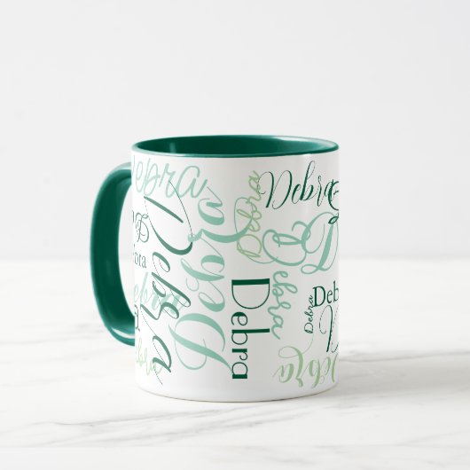 Mug Typographie des noms de combo-Mug verts (Devant gauche)
