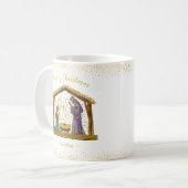 Mug Typographie d'or de Noël Nativité Manger (Devant gauche)