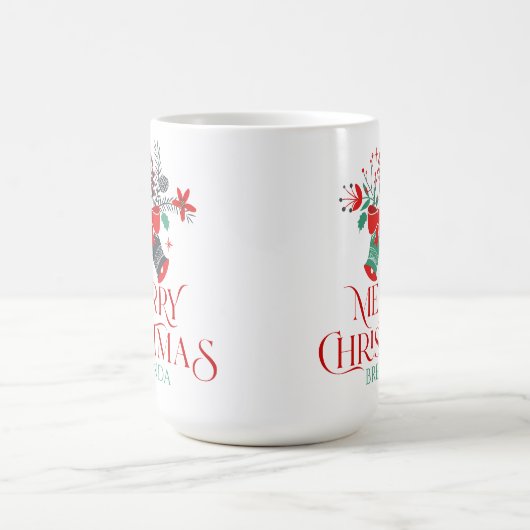 Mug Typographie du bouquet de Noël et monogramme (Centre)