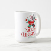 Mug Typographie du bouquet de Noël et monogramme (Devant droit)