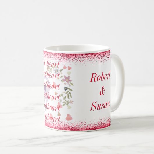 Mug Typographie Elégante Cute Cat Coeur Valentines Jou (Devant droit)