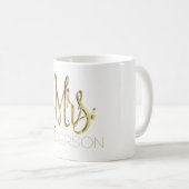Mug Typographie élégante de Mme Add Name Handwriting (Devant droit)