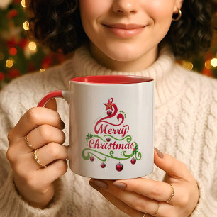 Mug Typographie élégante et ludique d'arbre de Noël en