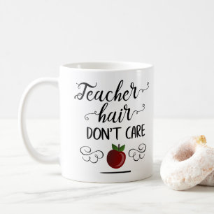 Mug typographie enseignant les cheveux ne se soucient
