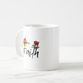 Mug Typographie Faith Black avec rose (Devant gauche)