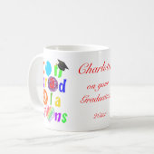Mug Typographie Félicitations Diplômé (Devant gauche)