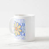 Mug typographie florale bleu rétro amoureux (Devant gauche)
