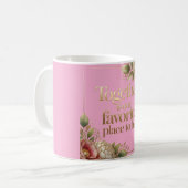 Mug Typographie florale dorée élégante (Devant gauche)