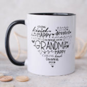 Mug Typographie Grand-mère du coeur