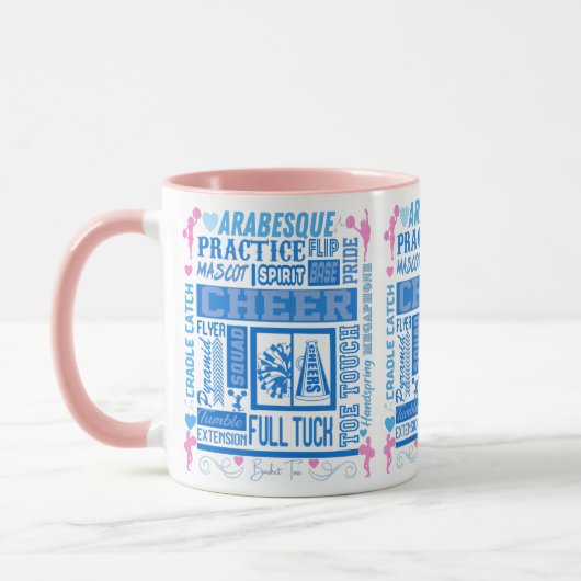 Mug Typographie guerrière en bleu et rose (Gauche)