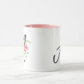 Mug Typographie Initiale Une Aquarelle Rose Flower (Centre)
