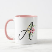 Mug Typographie Initiale Une Aquarelle Rose Flower (Gauche)