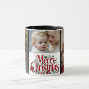 Mug Typographie Joyeux Noël Collage photo 5 de bébé