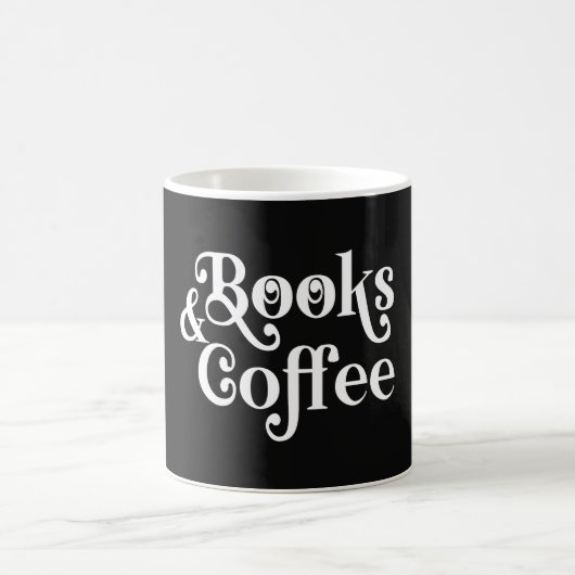 Mug Typographie Livres & Café Noir et Blanc  (Centre)