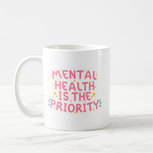 Mug Typographie minimaliste de la santé mentale Couleu