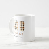 Mug Typographie moderne Brown Papa Nous t'aimons Noms (Devant gauche)